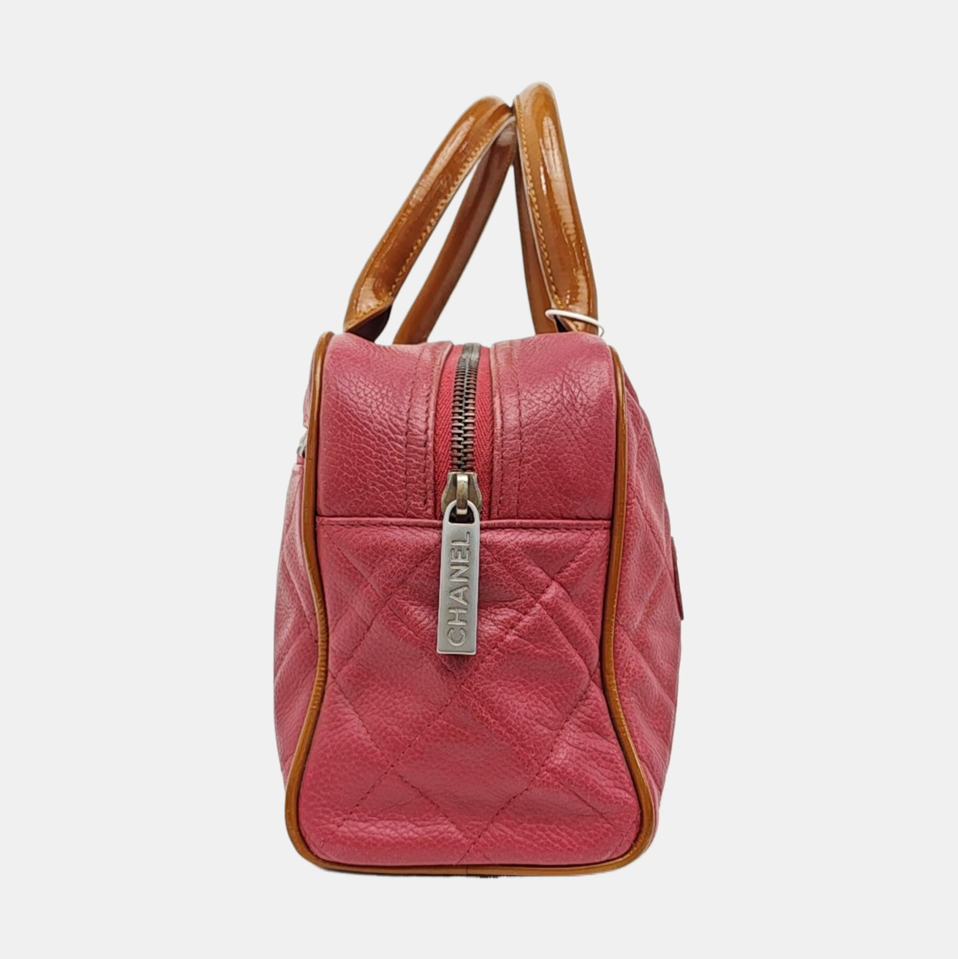 BOWLER Small Quilted Grained Calfskin Red