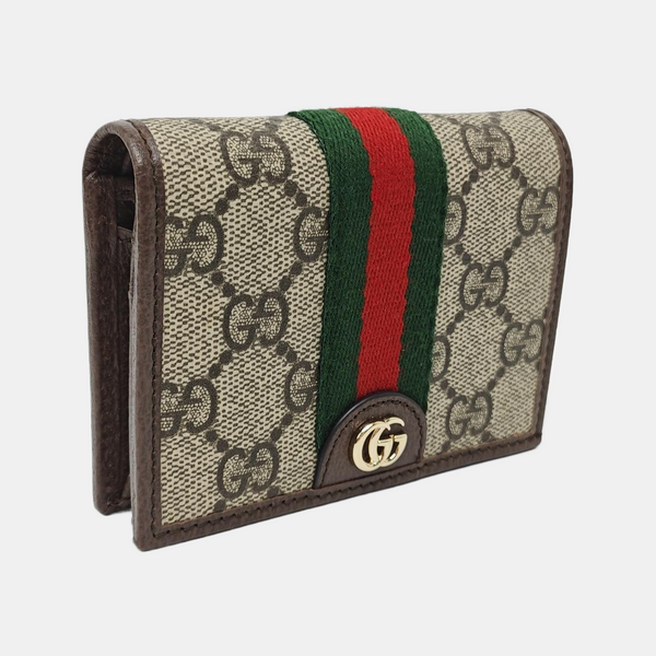 Ophidia Mini Monogram Coated Canvas Brown Card Holder