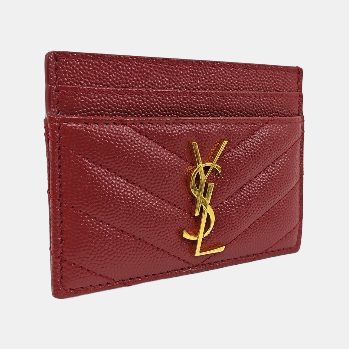 MONOGRAM Chevron Lambskin Red Card Holder