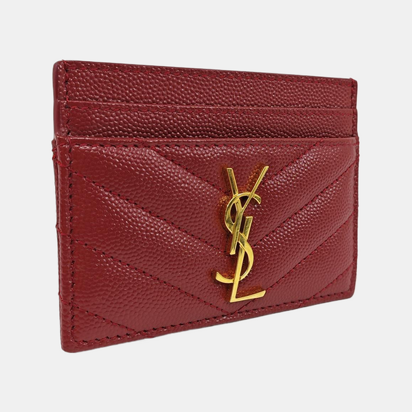MONOGRAM Chevron Lambskin Red Card Holder