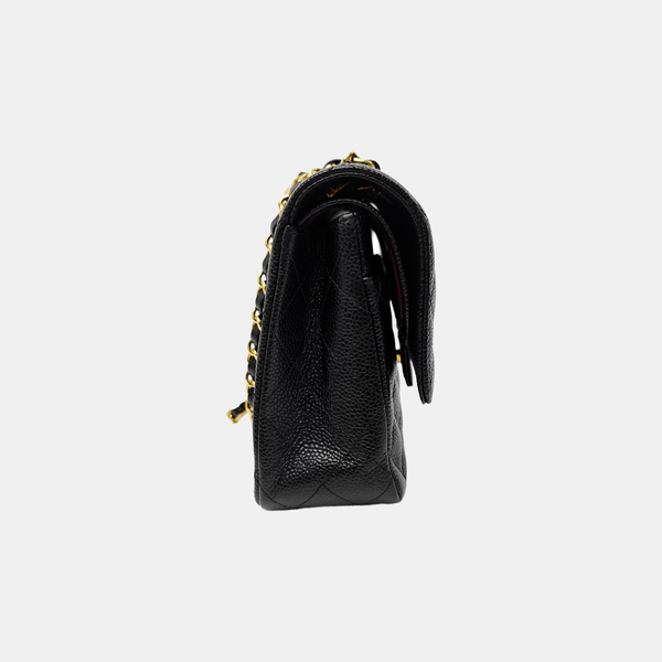 CLASSIC FLAP Medium Quilted Grained Calfskin Black