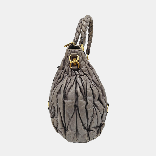 Quilted Calfskin Shoulder Bag Gray