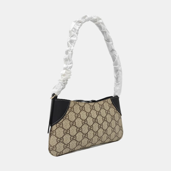 GG Emblem Small Monogram Coated Canvas Beige