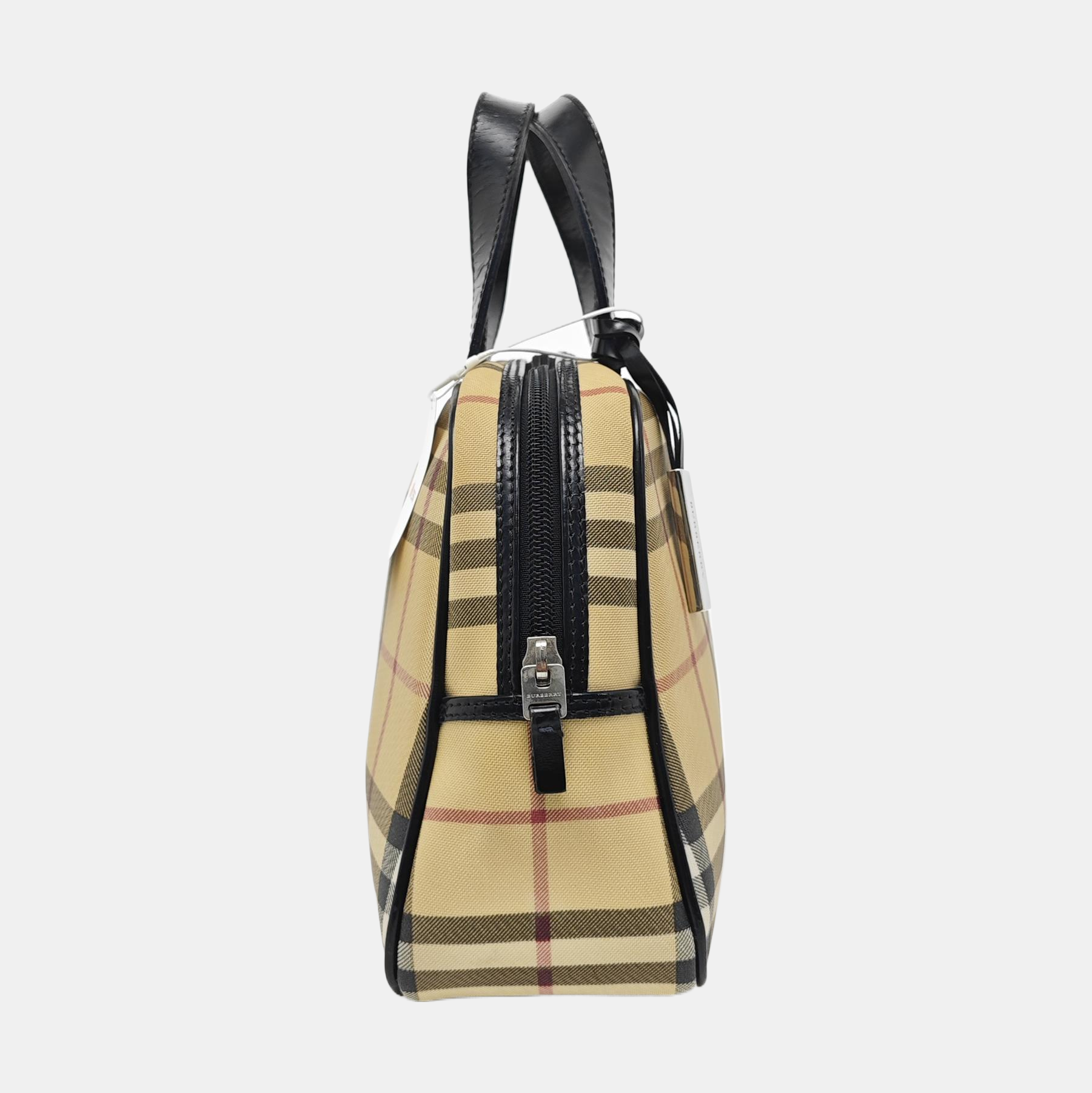 Coated Canvas Top Handle Bag Beige