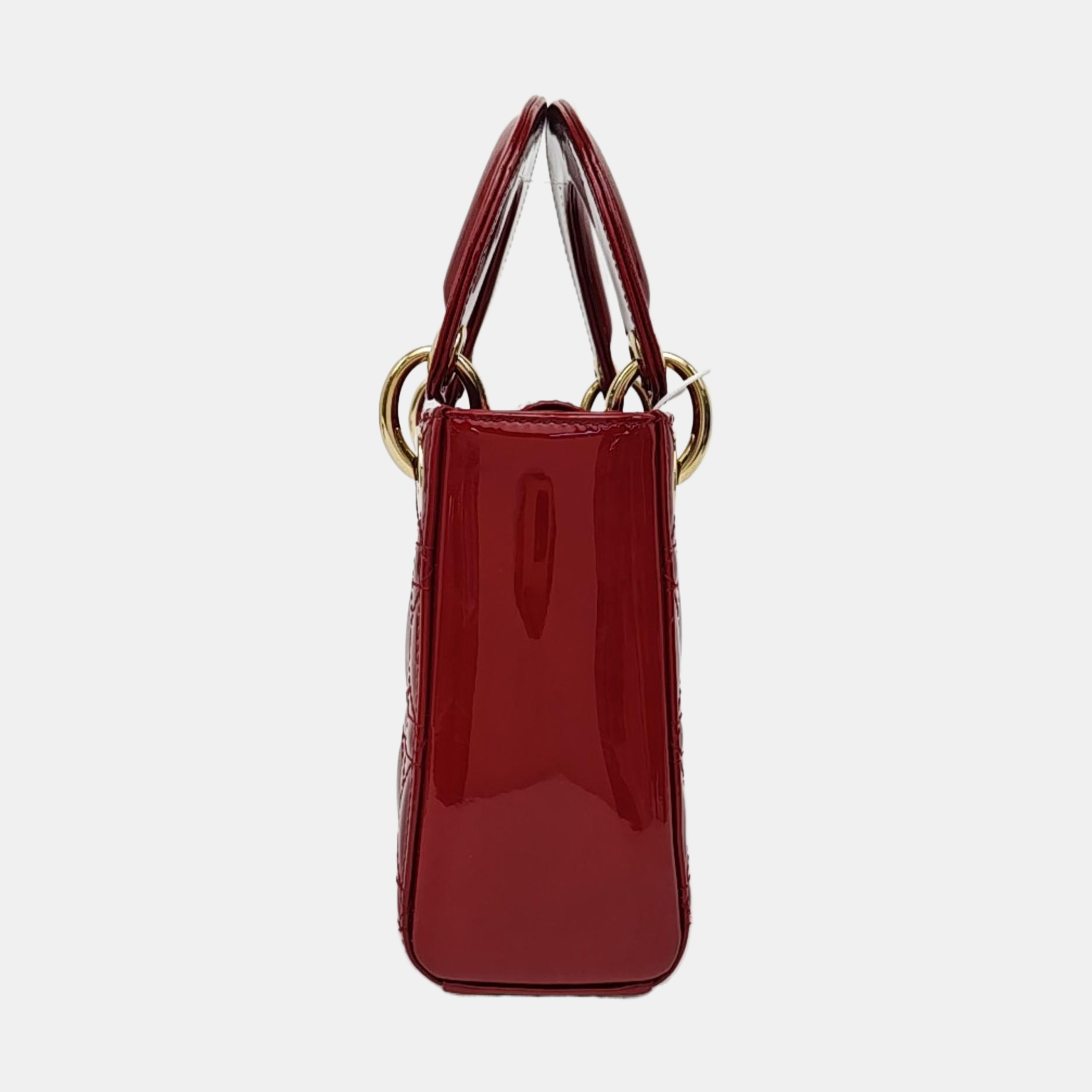 Lady Dior Mini Cannage Patent Leather Red