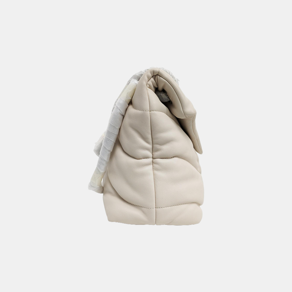 LOULOU Medium Quilted Lambskin White