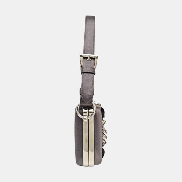 Silk Satin Top Handle Bag Gray