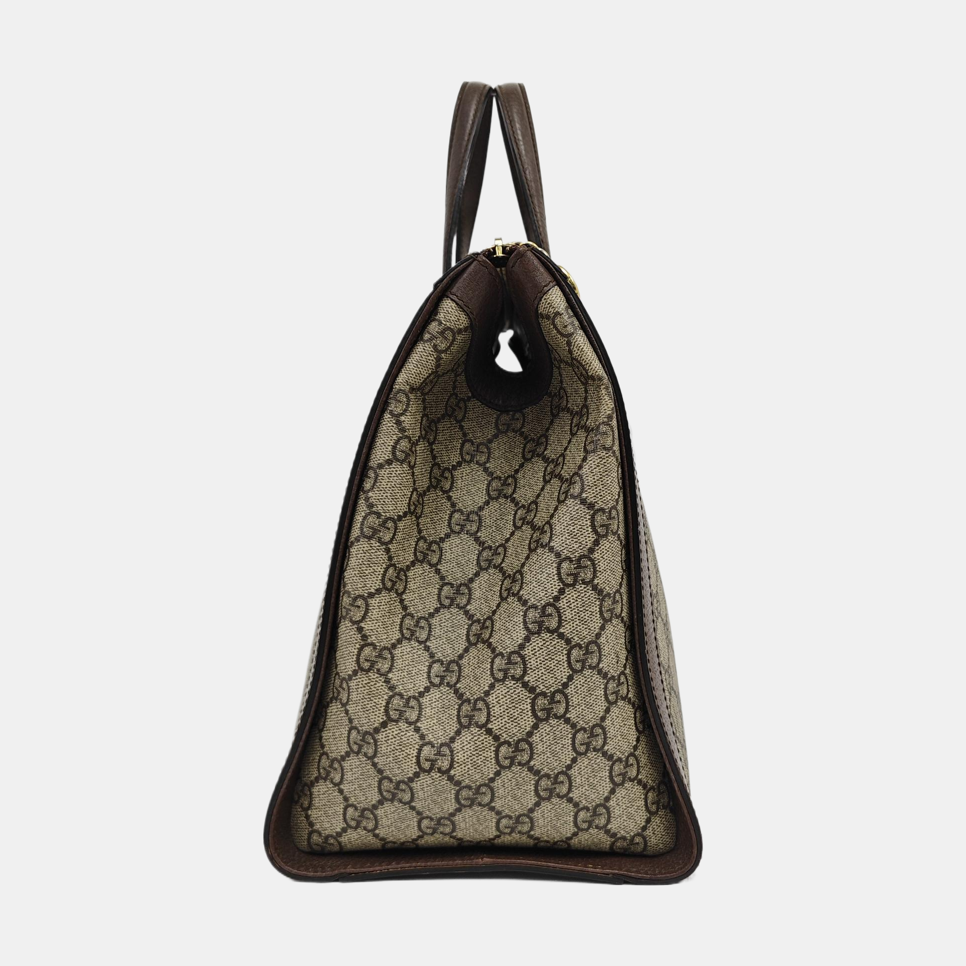 Ophidia Medium Monogram Coated Canvas Beige