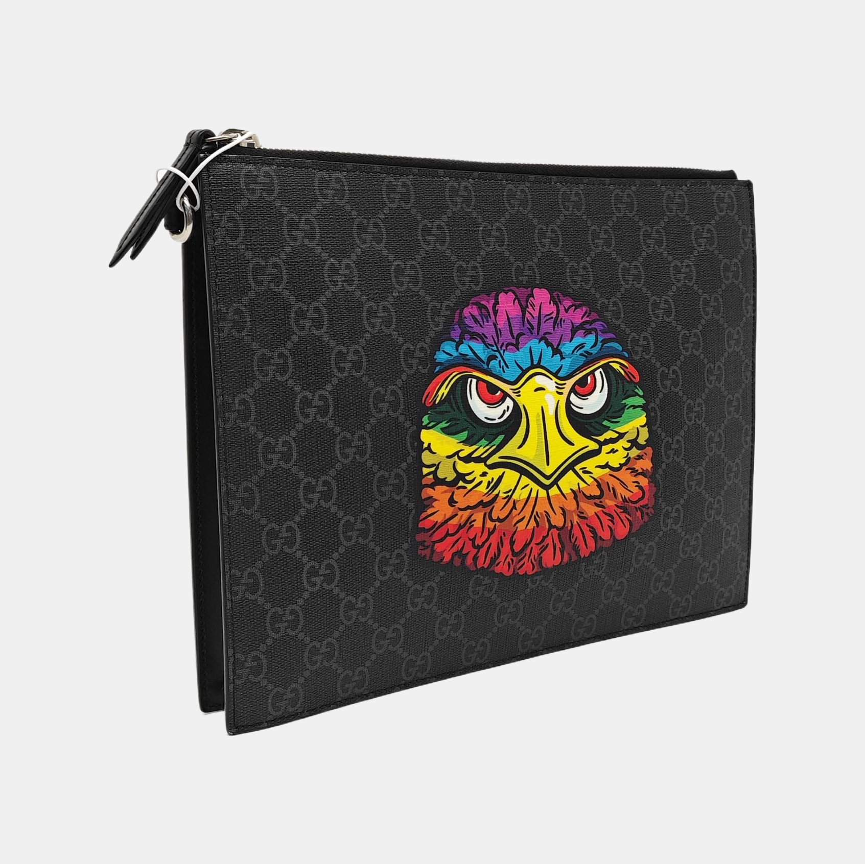 Coated Canvas Clutch Black