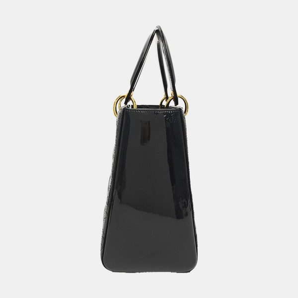 Lady Dior Medium Cannage Patent Leather Black