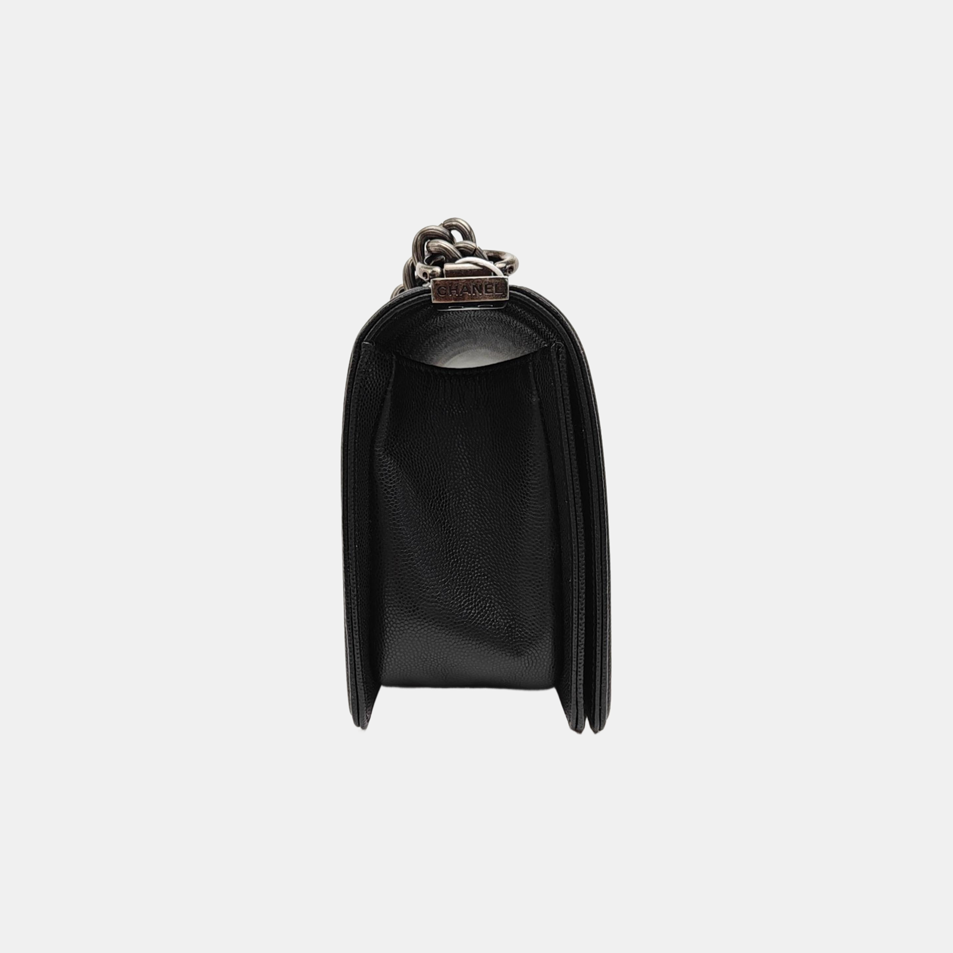 BOY CHANEL Medium Quilted Grained Calfskin Black