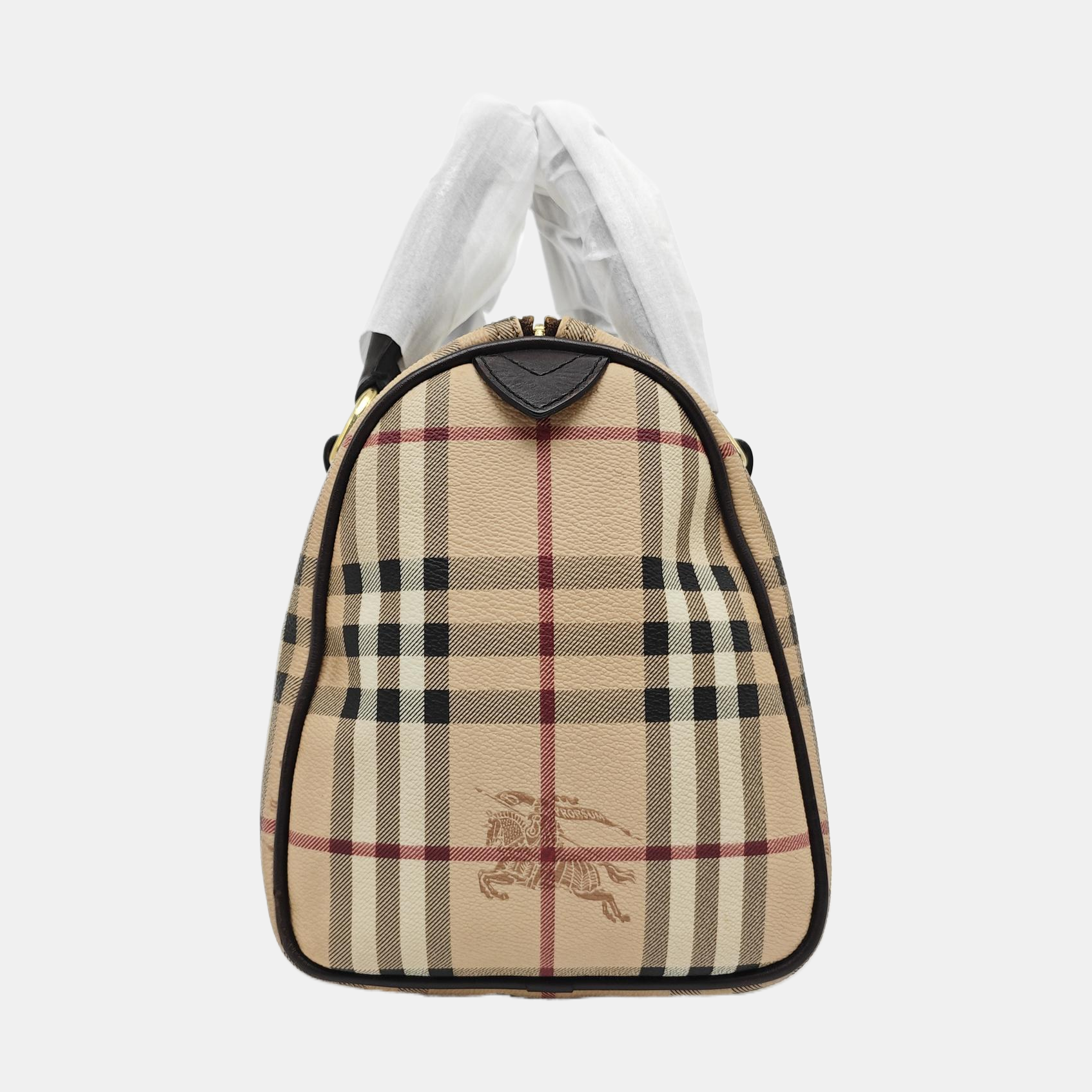 Coated Canvas Top Handle Bag Beige