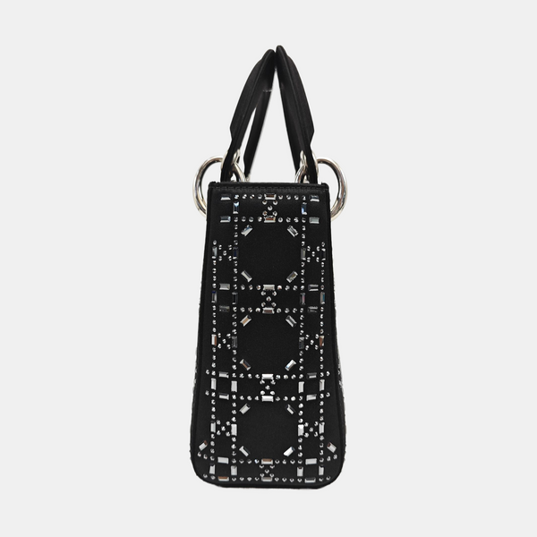 Authenticated pre-owned  Lady Dior Mini Silk Satin Black - Tote Bag at Looply