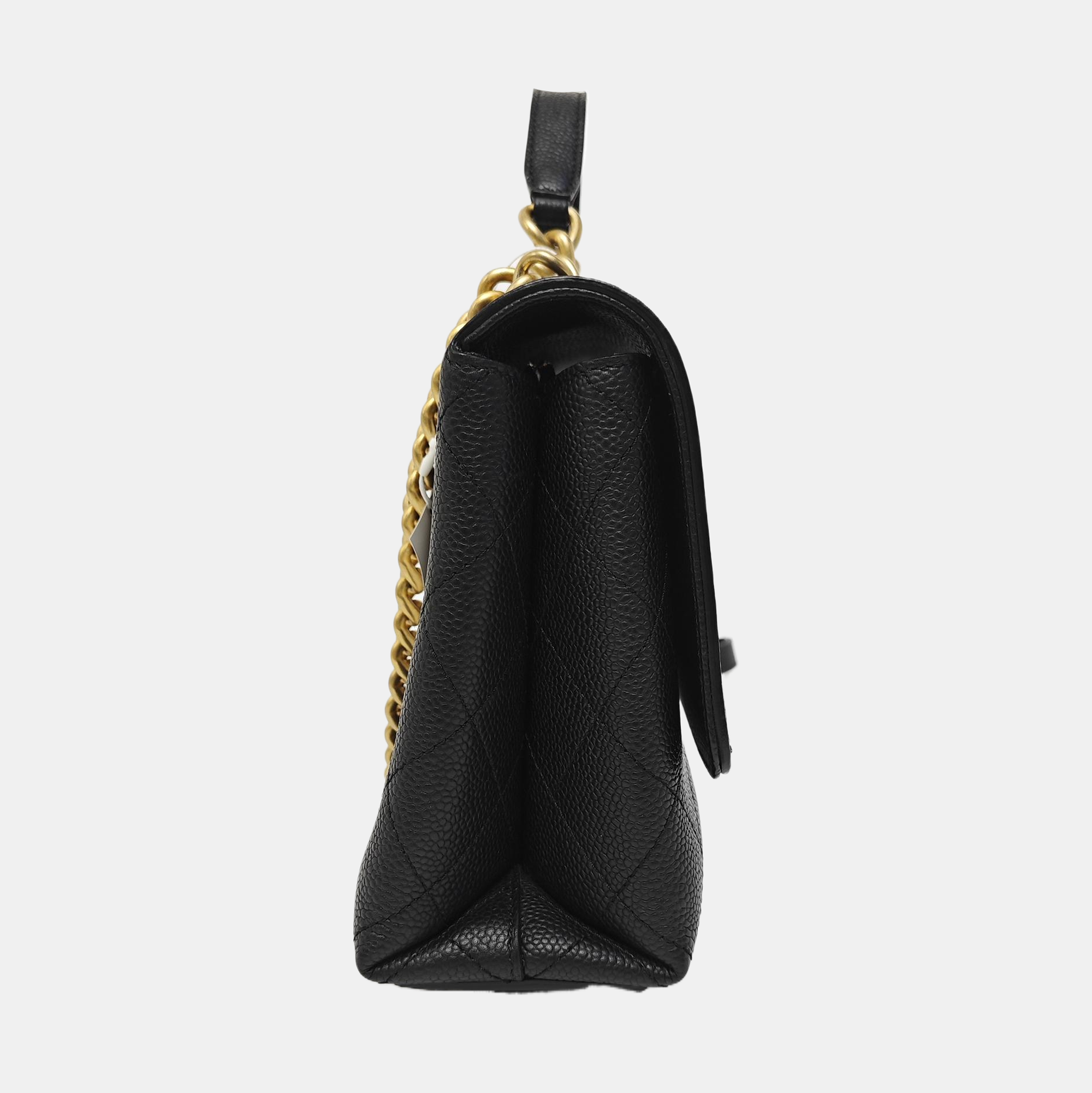 Quilted Grained Calfskin Shoulder Bag Black