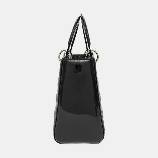 Lady Dior Medium Cannage Patent Leather Black