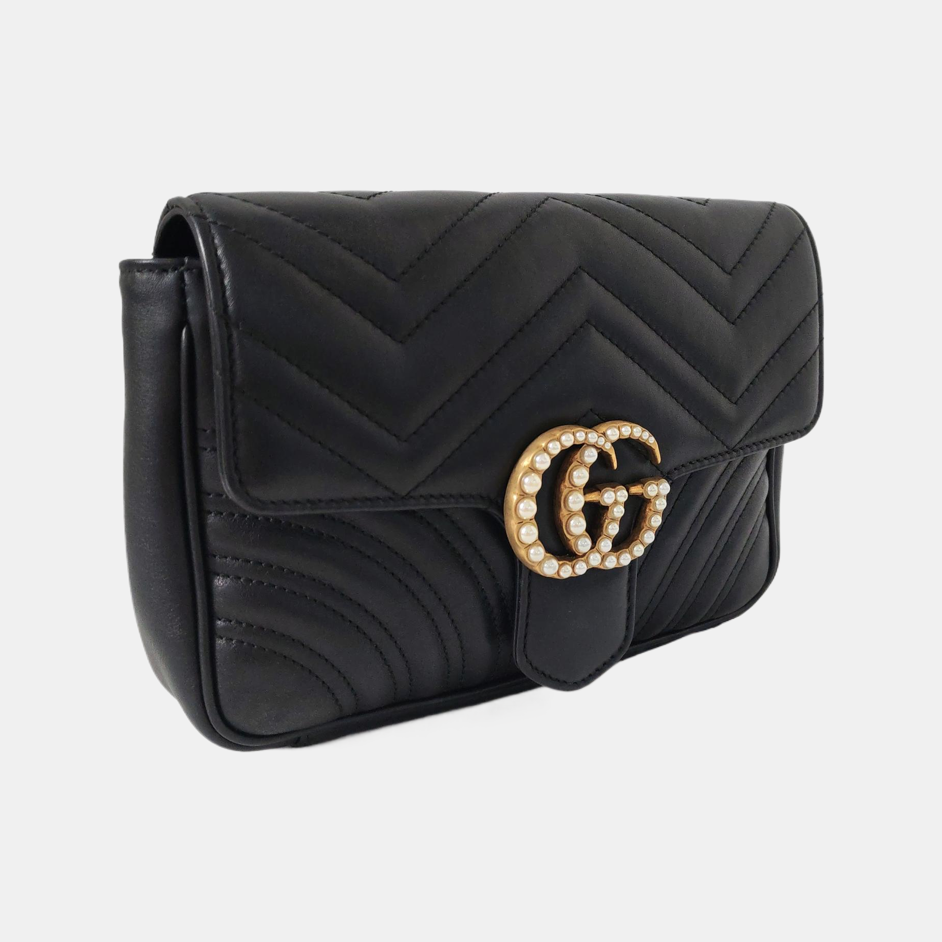 GG Marmont Small Quilted Calfskin Black