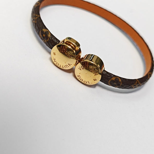Pulsera rígida HISTORIC MINI MONOGRAM de cuero marrón