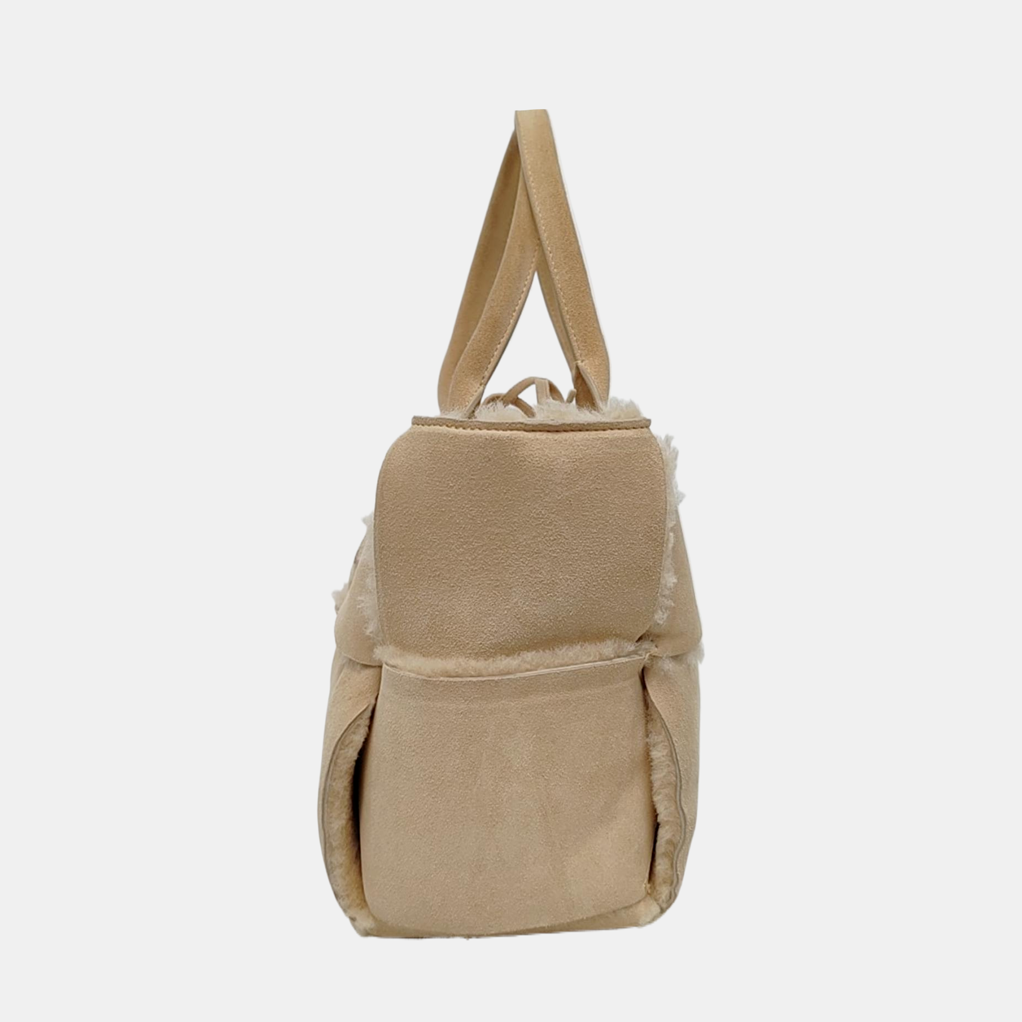 Authenticated pre-owned  Arco Small Suede Beige - Top Handle Bag at Looply