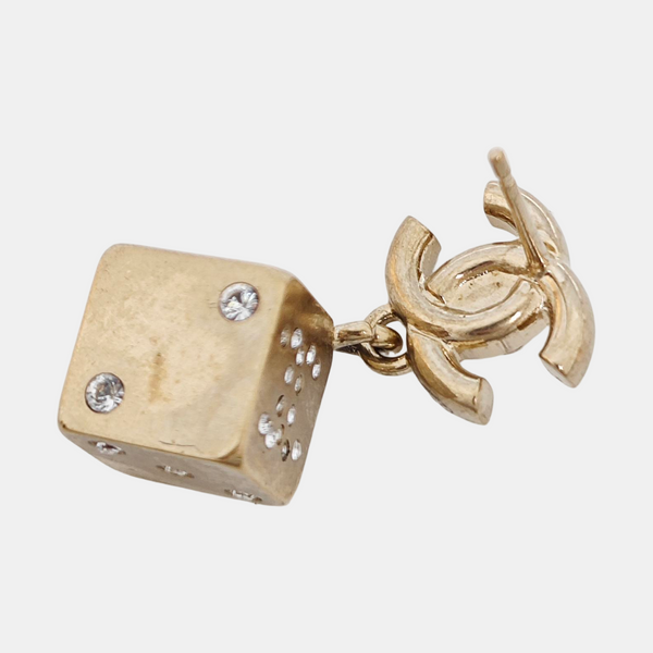 CC Logo Brass Gold Stud Earrings