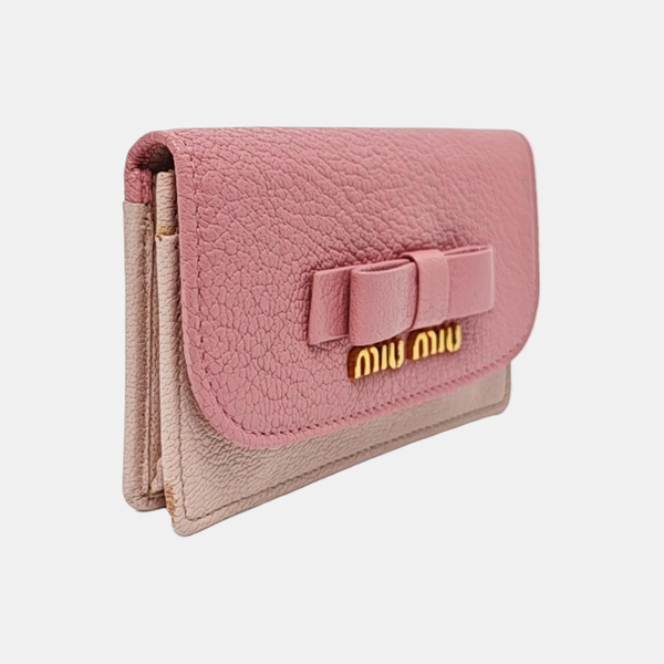 Madras Leather Pink Card Holder