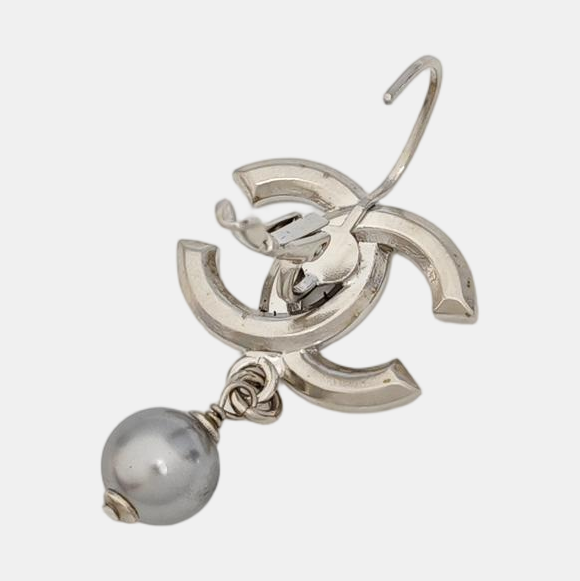 CC Logo Metal Silver Earrings
