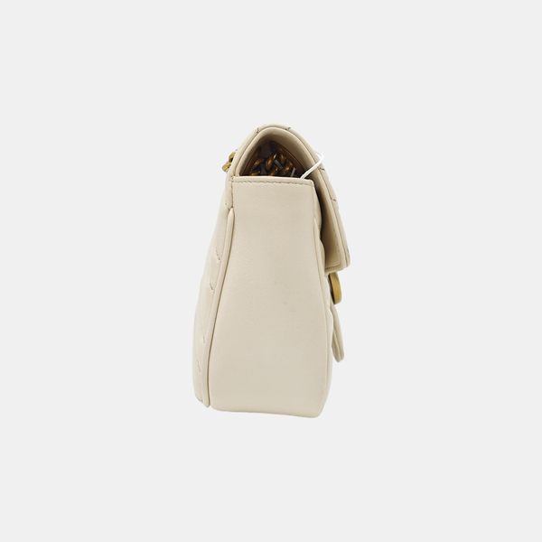 GG Marmont Small Quilted Calfskin White