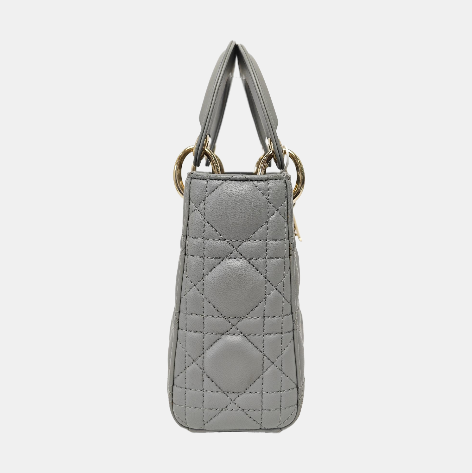 Lady Dior Mini Cannage Lambskin Gray