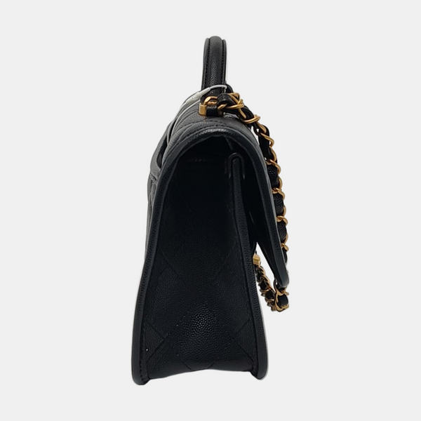 Large Quilted Grained Calfskin Black
