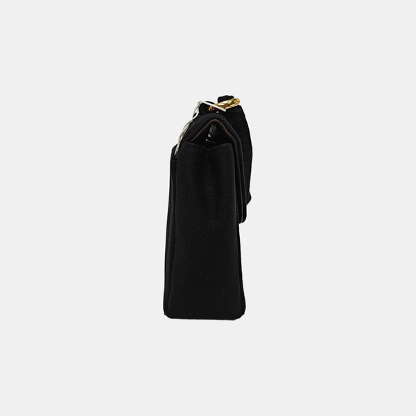 Quilted Fabric Shoulder Bag Black