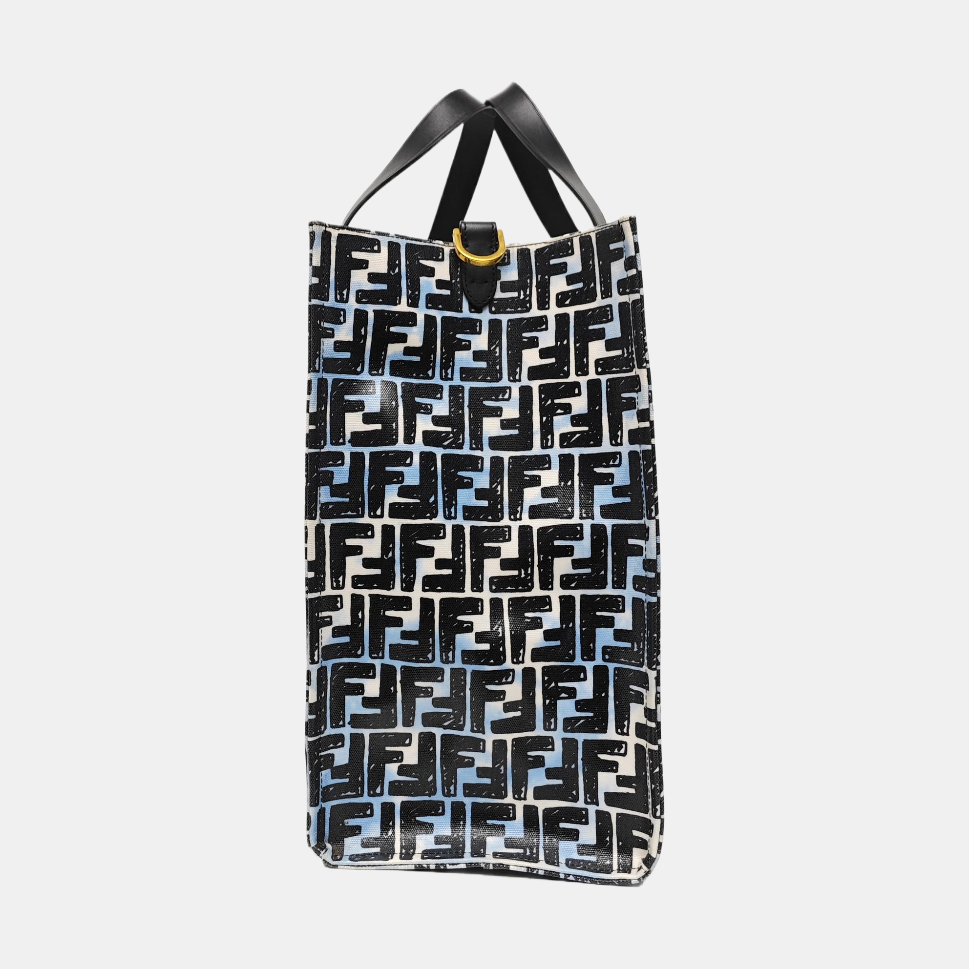 Coated Canvas Tote Bag Blue