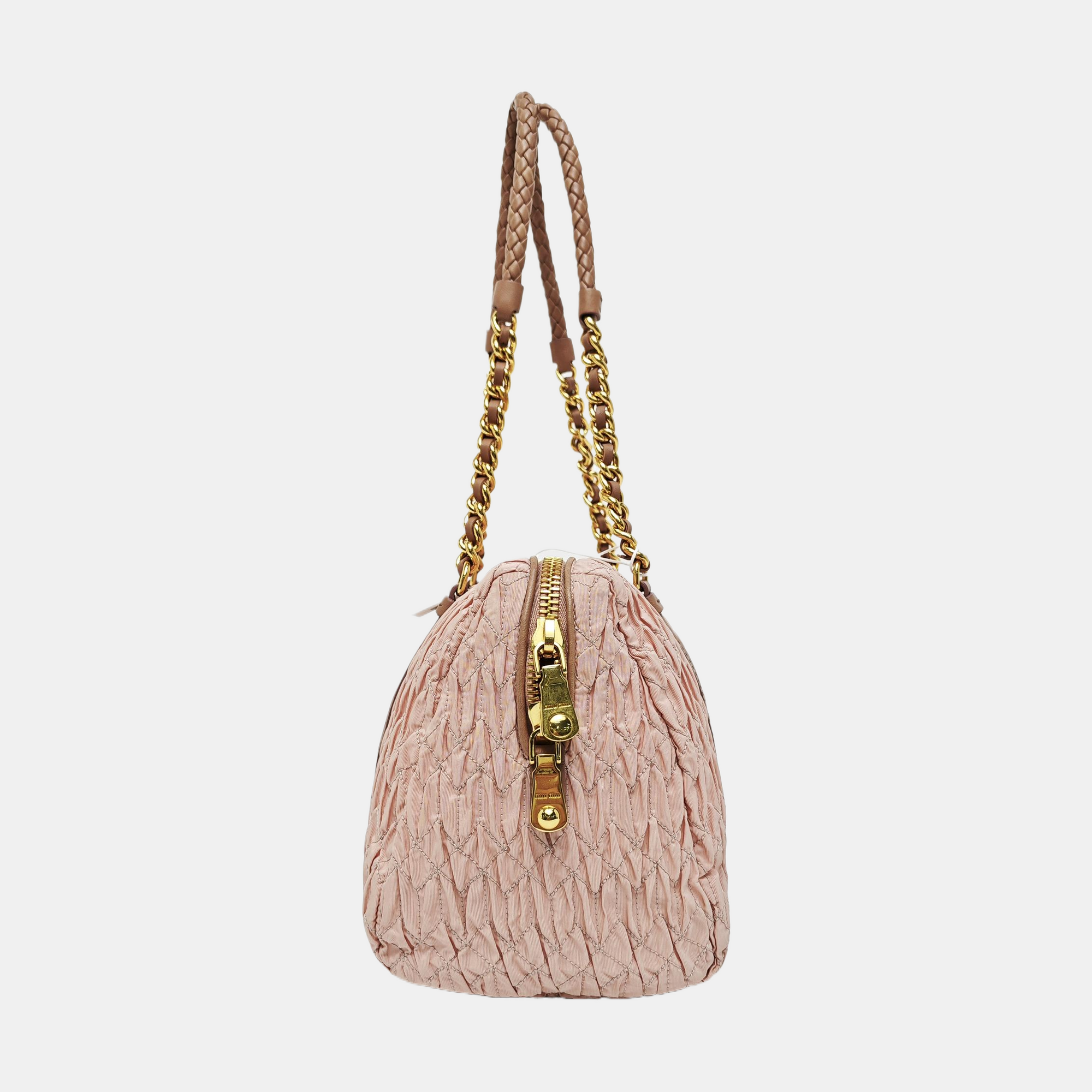 Quilted Canvas Shoulder Bag Pink