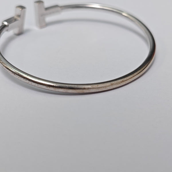 Tiffany T 18k White Gold Silver Bangle