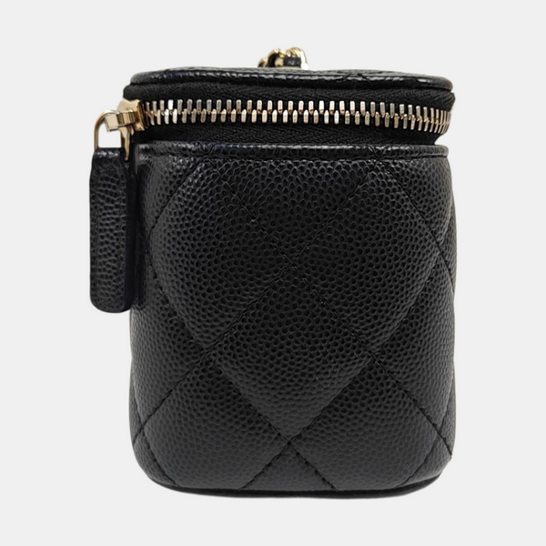 VANITY CASE Mini Quilted Grained Calfskin Black
