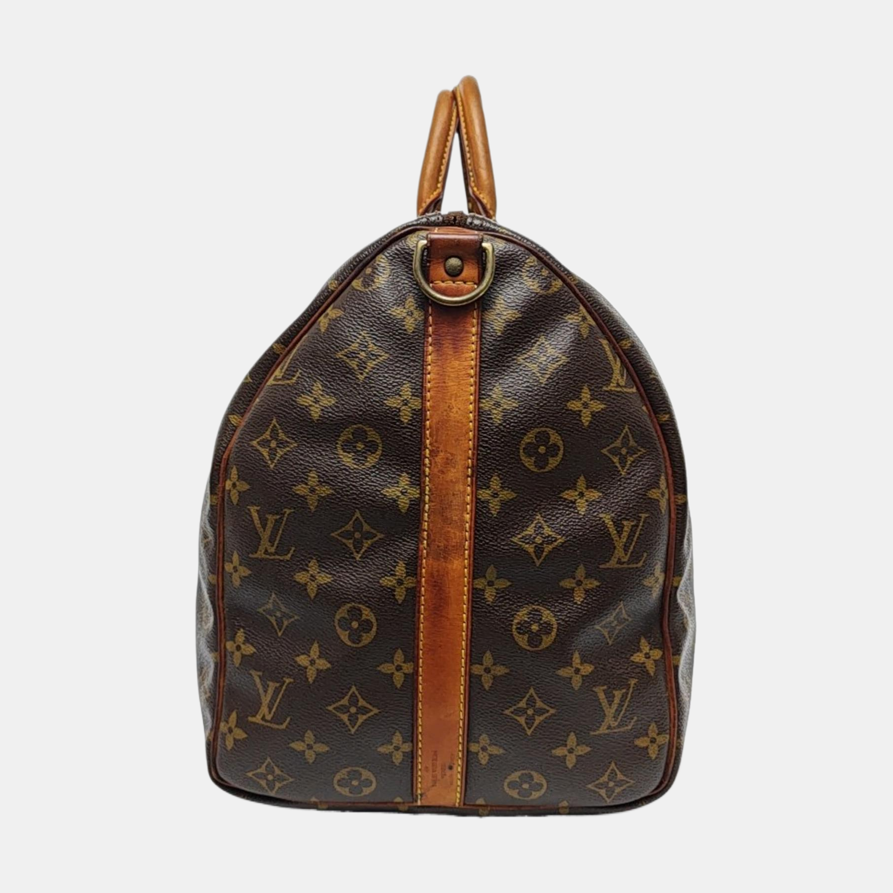 KEEPALL 50 Monogram Coated Canvas Brown