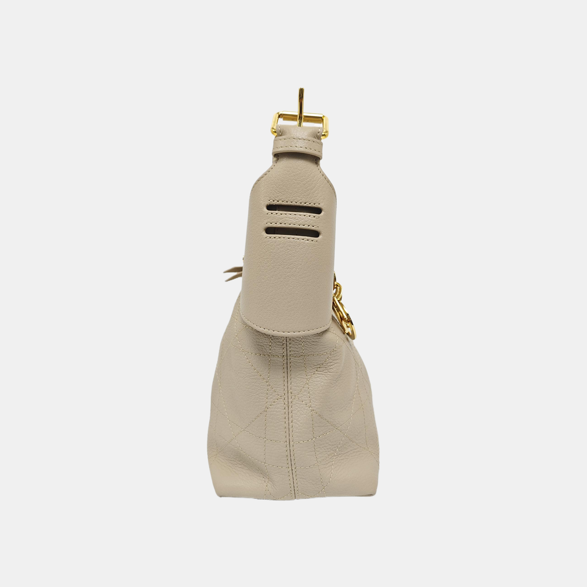 Cannage Calfskin Top Handle Bag Medium Beige