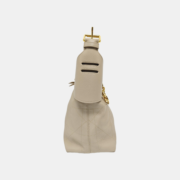 Cannage Calfskin Top Handle Bag Medium Beige
