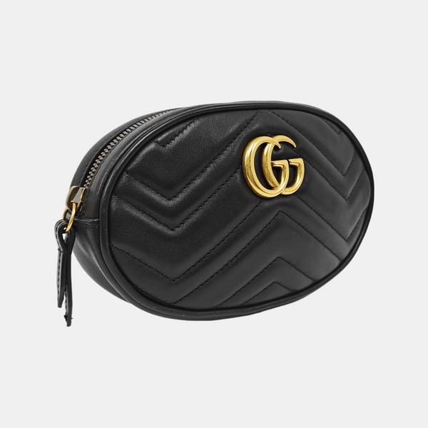Authenticated pre-owned  GG Marmont Quilted Calfskin Black - Belt Bag at Looply