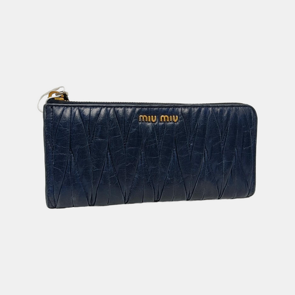 Quilted Lambskin Wallet Blue