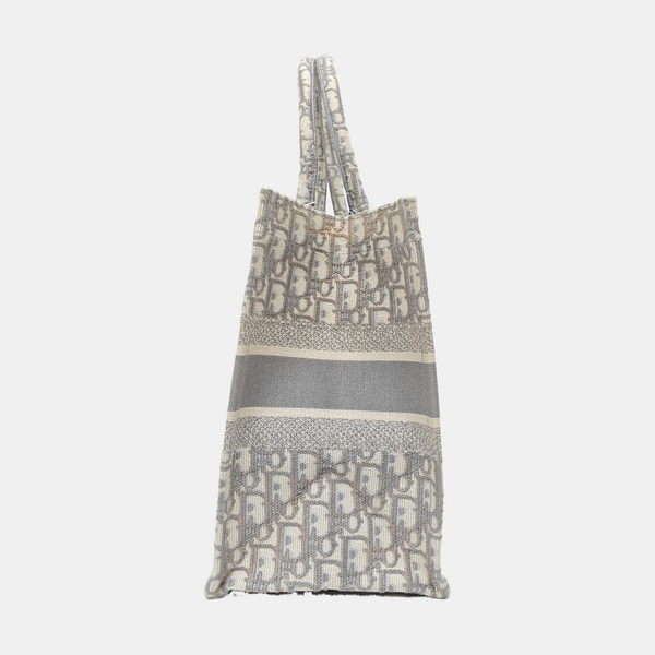 Book Tote Medium Oblique Canvas White