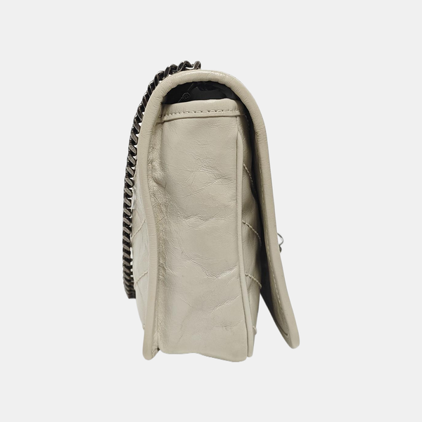 NIKI Mini Chevron Calfskin White