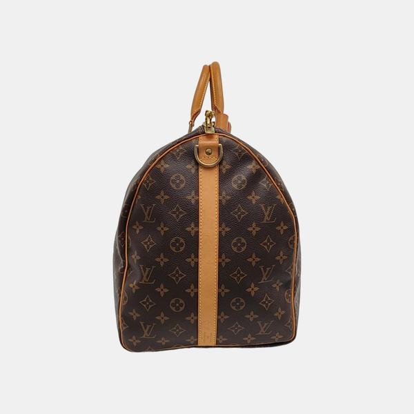 KEEPALL 55 Monogram Coated Canvas Brown