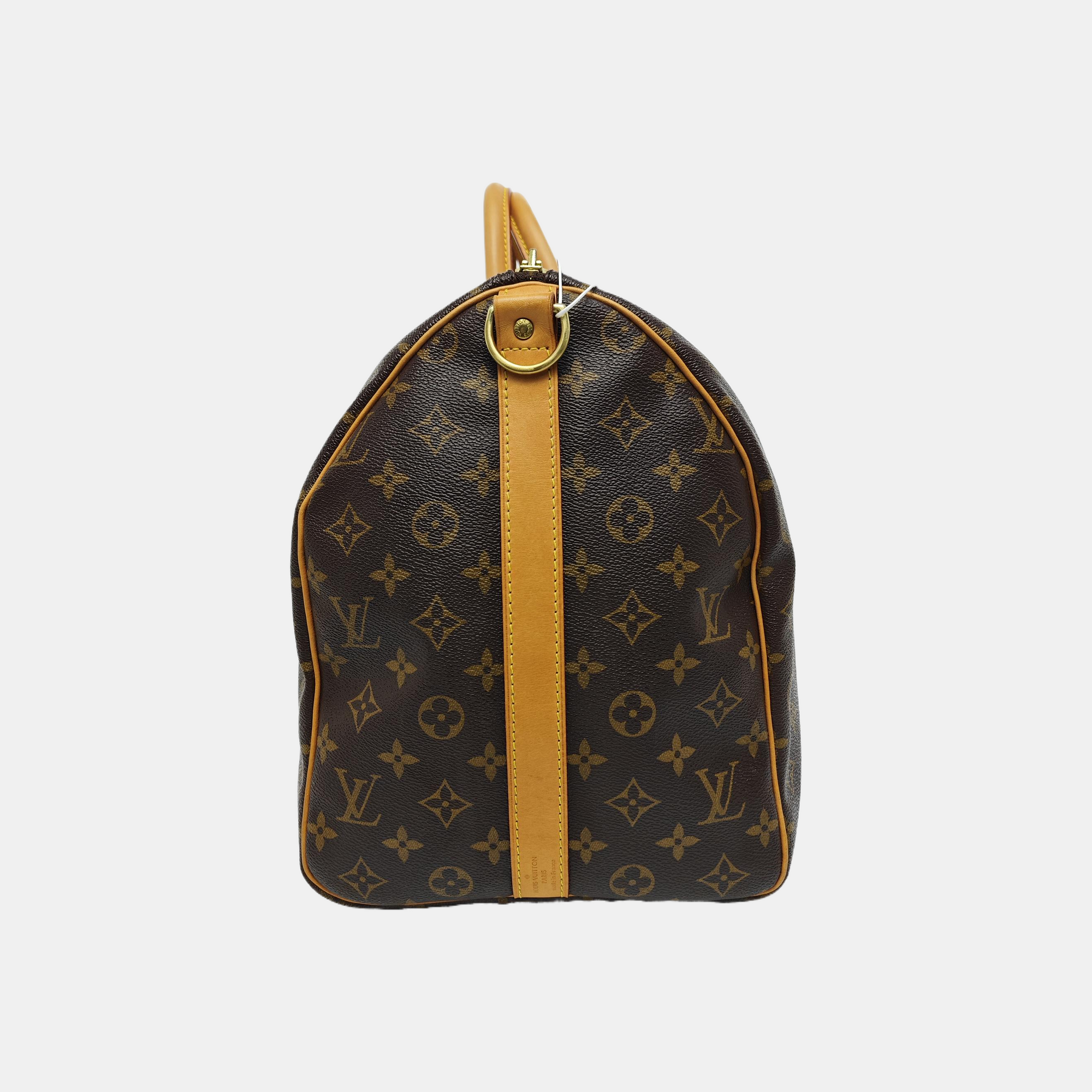 KEEPALL 50 Monogram Coated Canvas Brown