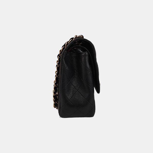 CLASSIC FLAP Jumbo Quilted Grained Calfskin Black