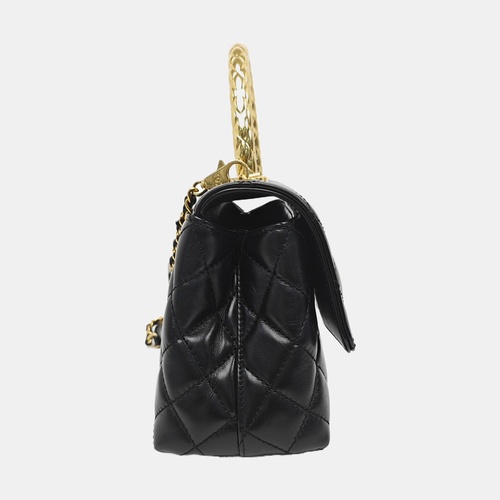 COCO HANDLE Small Quilted Calfskin Black