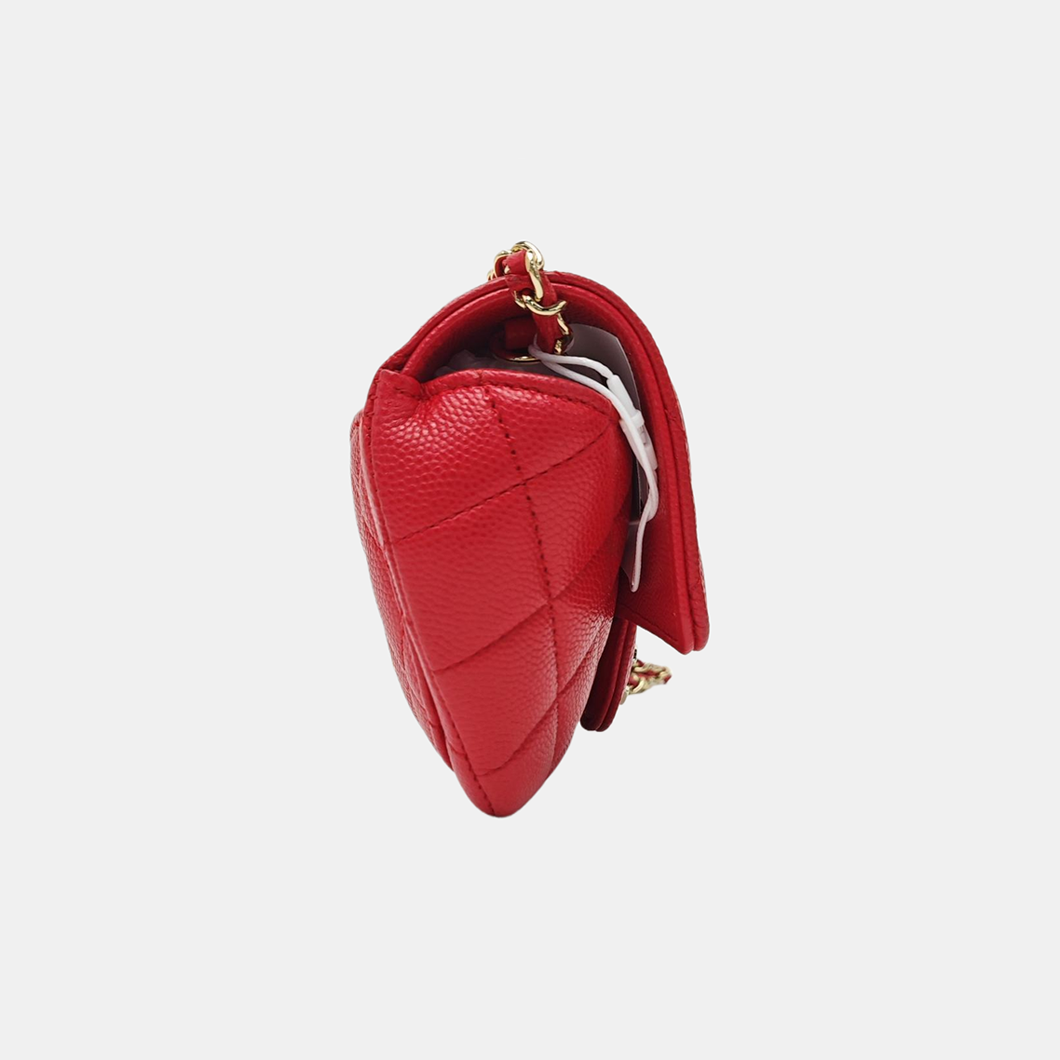 CLASSIC FLAP Mini Quilted Grained Calfskin Red