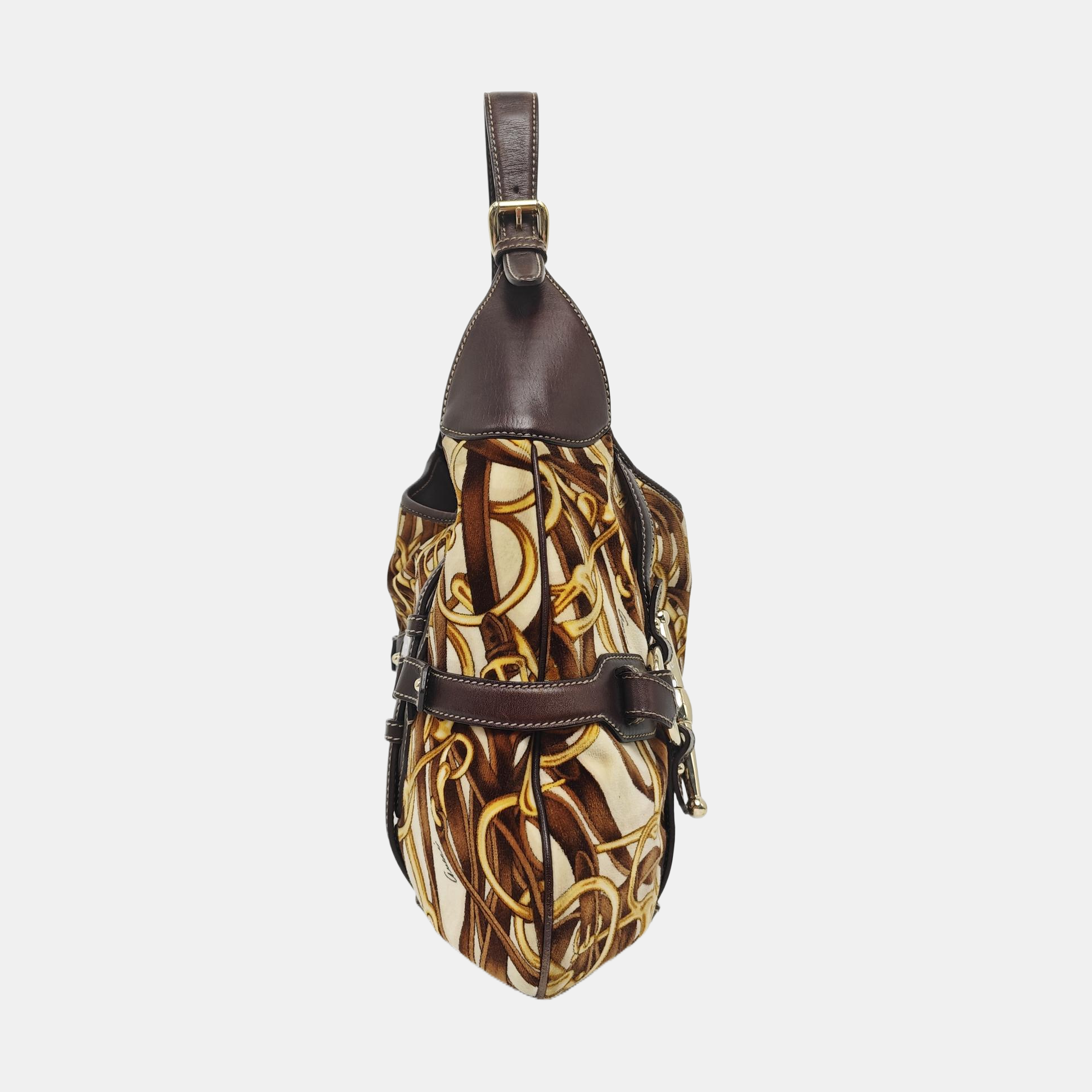 Fabric Top Handle Bag Brown