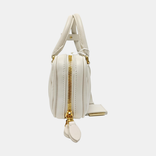 Arcadie Matelassé Mini Quilted Lambskin White