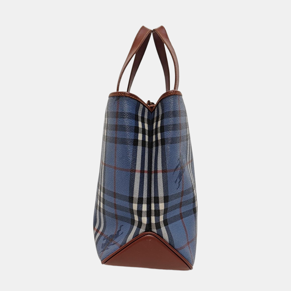 Coated Canvas Tote Bag Blue