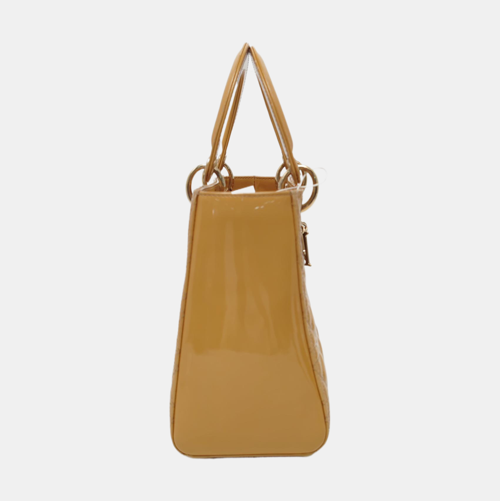 Authenticated pre-owned  Lady Dior Medium Quilted Patent Leather Yellow - Shoulder Bag at Looply