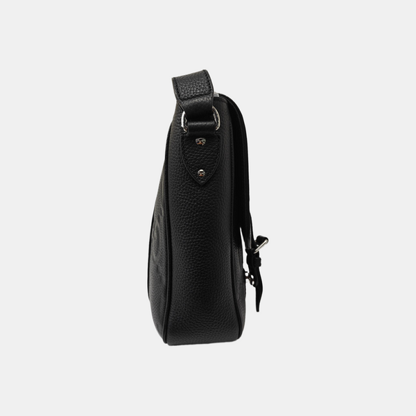 Monogram Calfskin Shoulder Bag Medium Black